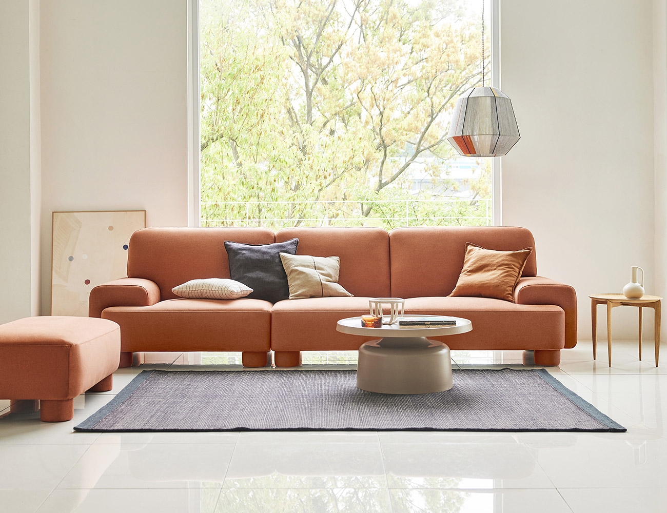 [Refurb Selection 40%] [리퍼브] 오노르 4인 포위브 패브릭 소파+스툴