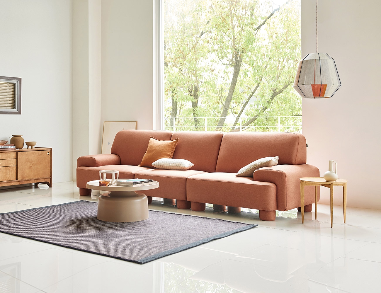 [Refurb Selection 40%] [리퍼브] 오노르 4인 포위브 패브릭 소파+스툴