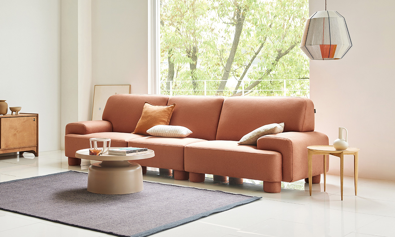 [Refurb Selection 40%] [리퍼브] 오노르 4인 포위브 패브릭 소파+스툴