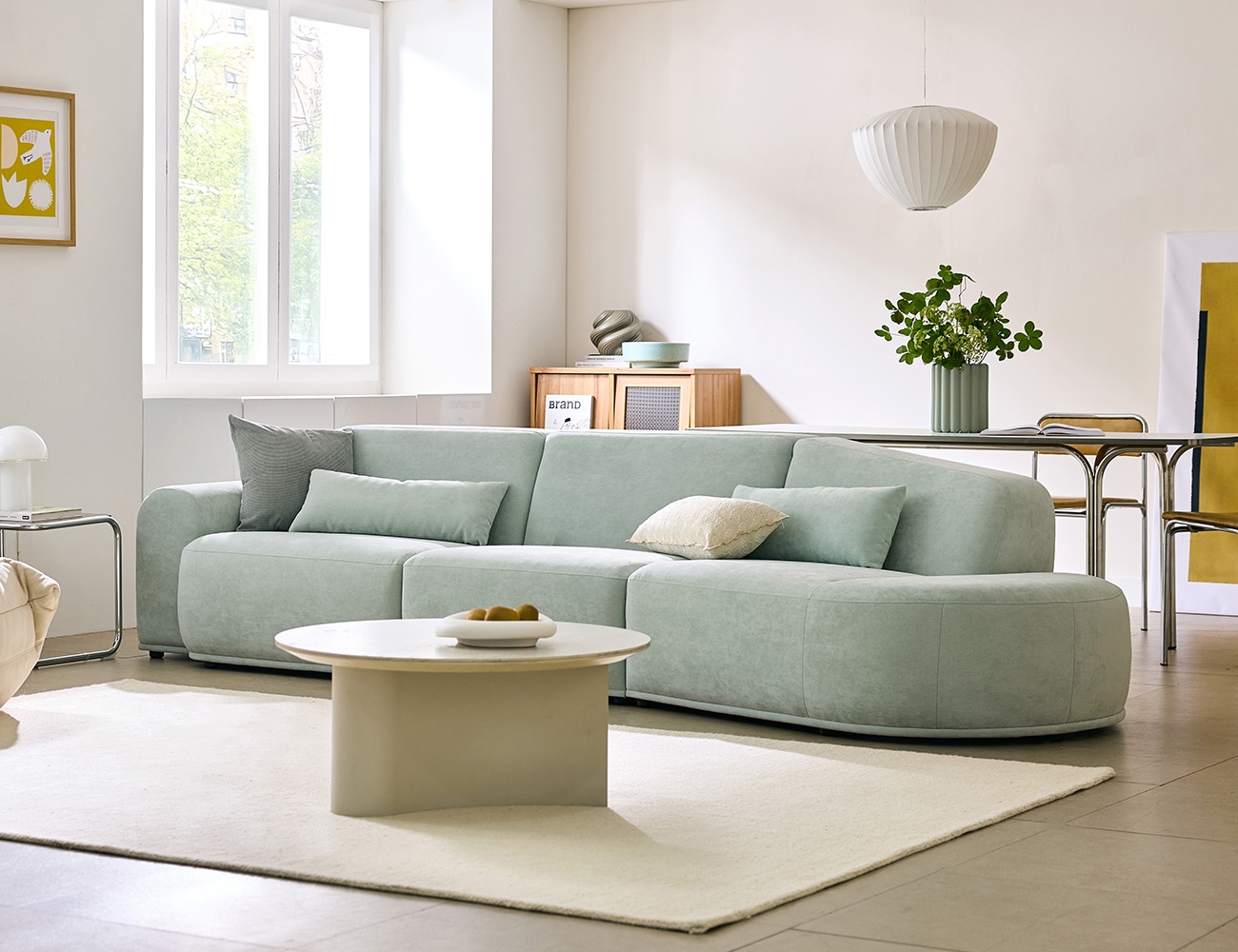 웜 4인 오픈형 베로나 패브릭&nbsp;소파+쿠션2개