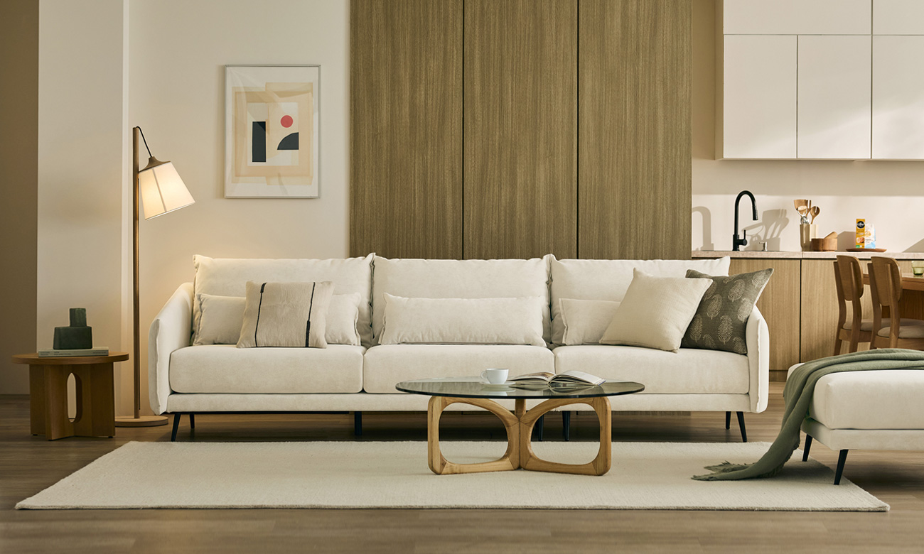 [Verona 7%] 카린 4인 베로나 패브릭 소파+쿠션3개