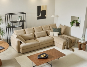 칼리프 4인 카우치형 베로나 패브릭 소파+쿠션10개(허리3/사각7)