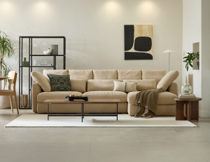 칼리프 4인 카우치형 베로나 패브릭 소파+쿠션10개(허리3/사각7)