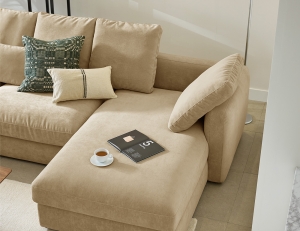 칼리프 4인 카우치형 베로나 패브릭 소파+쿠션10개(허리3/사각7)