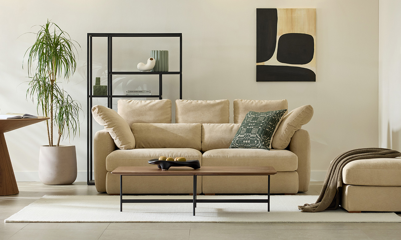 [Verona 7%] 칼리프 3인 베로나 패브릭 소파+쿠션6개(허리2/사각5)