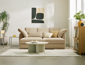 칼리프 3인 베드카우치형 베로나 패브릭 소파+쿠션7개(허리2/사각5)