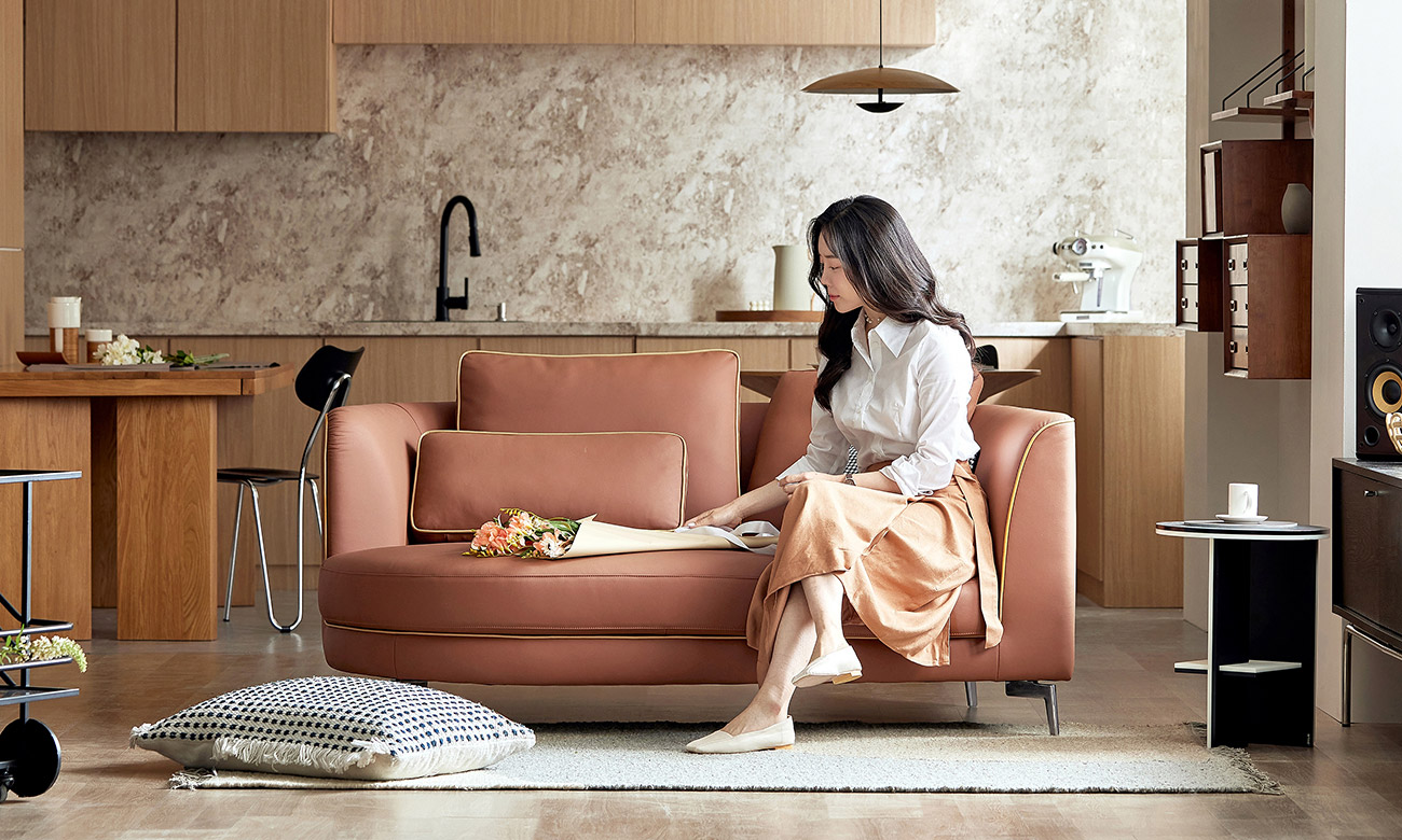 빅원 2인 로데 이태리 내추럴 천연면피 소가죽 소파(전체가죽적용)+쿠션3개