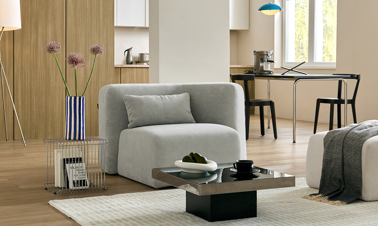 [Refurb Selection 29%] [리퍼브] 탈리 1인 베로나 패브릭 소파+쿠션1개 (베로나그레이)