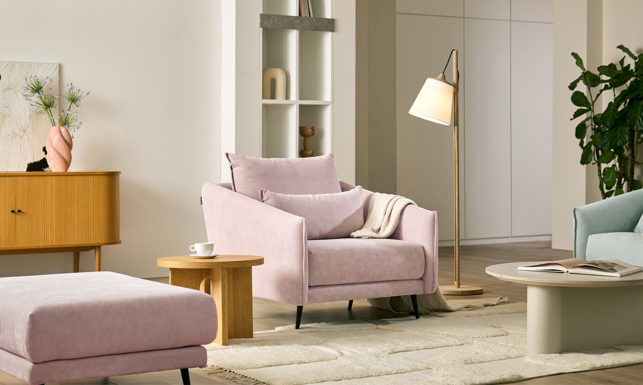 [Refurb Selection 50%] [리퍼브] 카린 1인 베로나 패브릭 소파+쿠션1개