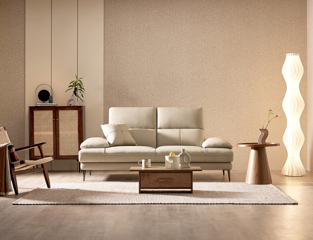 [Refurb Selection 35%] [리퍼브] 베스티 3인 천연면피 소가죽 소파+스툴+쿠션2개