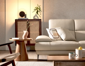 [Refurb Selection 35%] [리퍼브] 베스티 3인 천연면피 소가죽 소파+스툴+쿠션2개