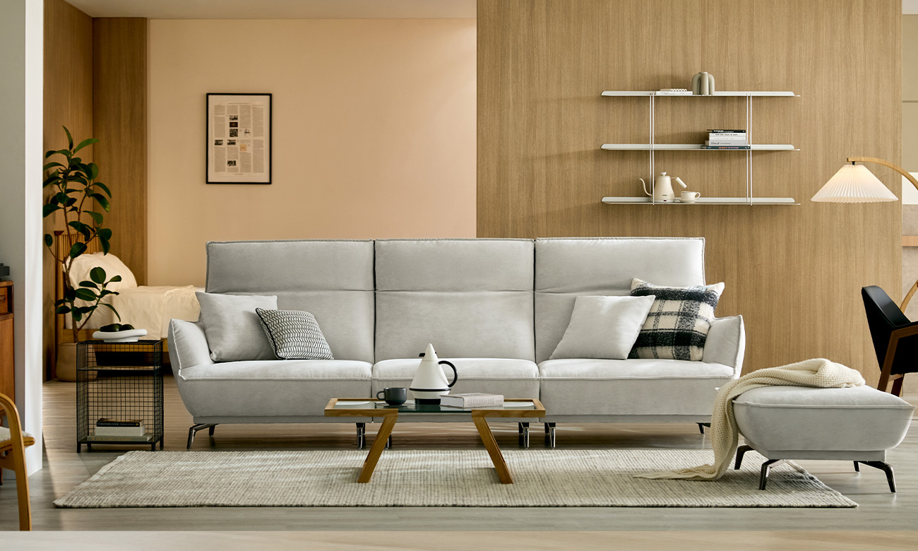 [Verona 7%] 휴튼 4인 기능성 베로나 패브릭 소파+쿠션2개