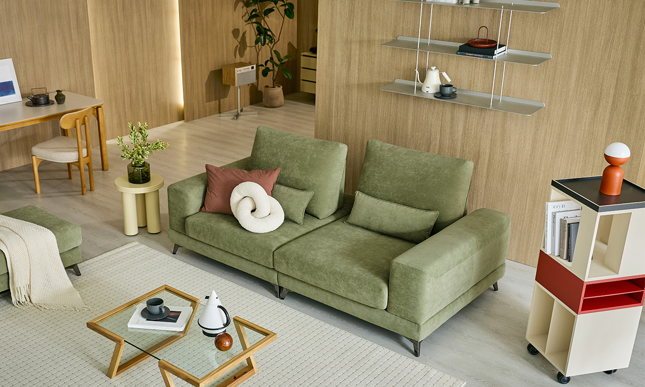 [Verona 7%] 모모 3인 기능성 베로나 패브릭 소파+쿠션2개