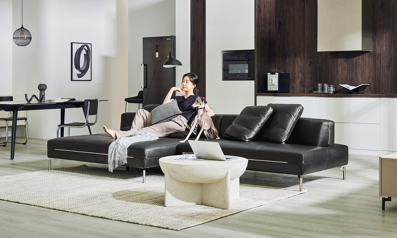 일몬도 4인 카우치형 떼르소 내추럴 천연면피 소가죽 소파(전체가죽적용)+쿠션3개