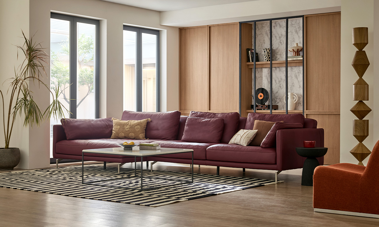 뉴요커 4인 카우치형 비첸티노 내추럴 천연면피 소가죽 소파(전체가죽적용)+쿠션6개