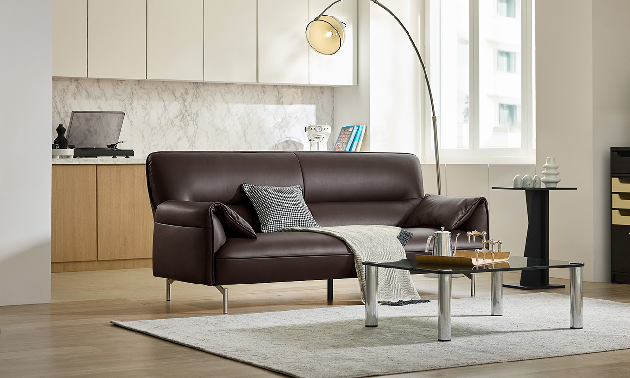 [ReLiving 26%] 무든 3인&nbsp;레체 이태리 천연면피 소가죽 소파(전체가죽적용)