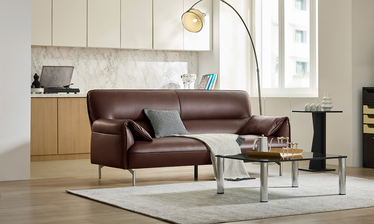 [Monthly Best 10%] 무든 3인 레체 이태리 천연면피 소가죽 소파(전체가죽적용)