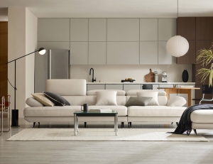 [Refurb Selection 30%] [리퍼브] 누사두아 4인 기능성 슈렁큰&nbsp;천연면피 소가죽 소파+스툴+쿠션2개