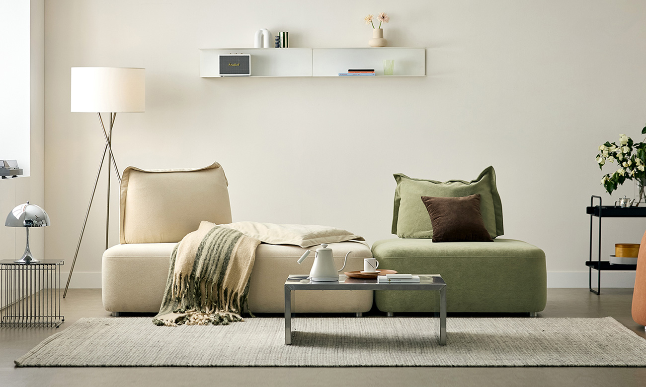 아렌드 모듈 3.5인 베로나&nbsp;패브릭&nbsp;소파(A+B)+쿠션3개(대1/중1/소1)