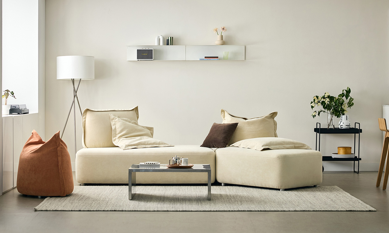 아렌드 모듈 3.5인 카우치형 베로나&nbsp;패브릭&nbsp;소파(A+C)+쿠션4개(대1/중1/소2)