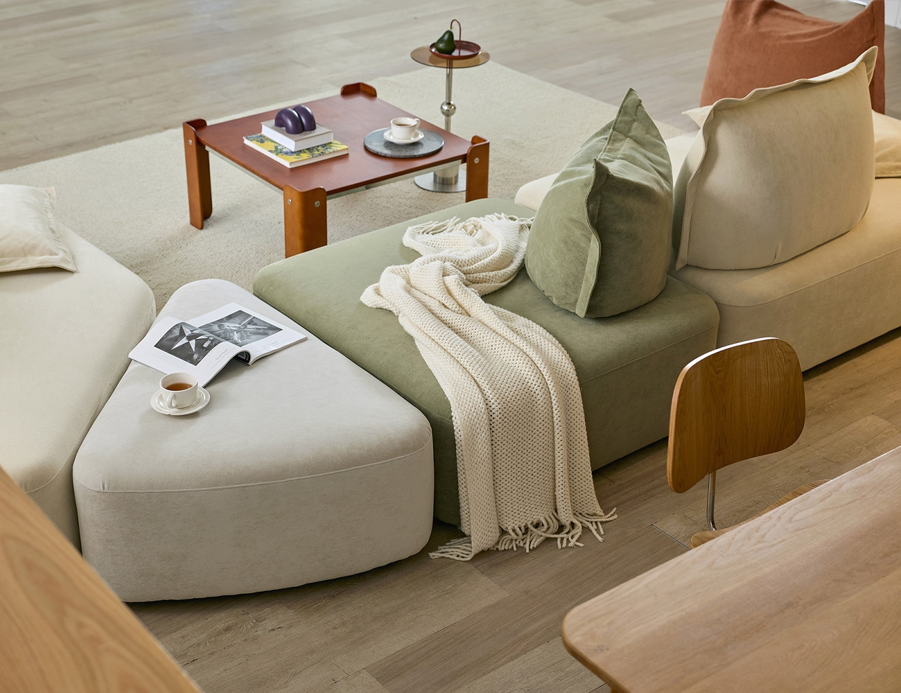 아렌드 모듈 6인 코너카우치형 베로나&nbsp;패브릭&nbsp;소파(A+B+C+D)+쿠션6개(대1/중2/소3)