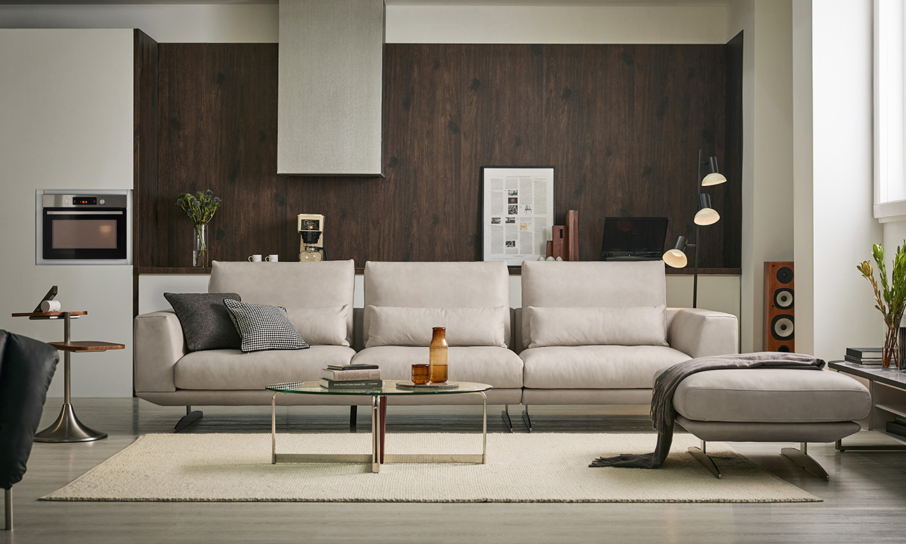 콘체르토 4인 에끌라 내추럴 천연면피 소가죽 소파(전체가죽적용)+쿠션3개