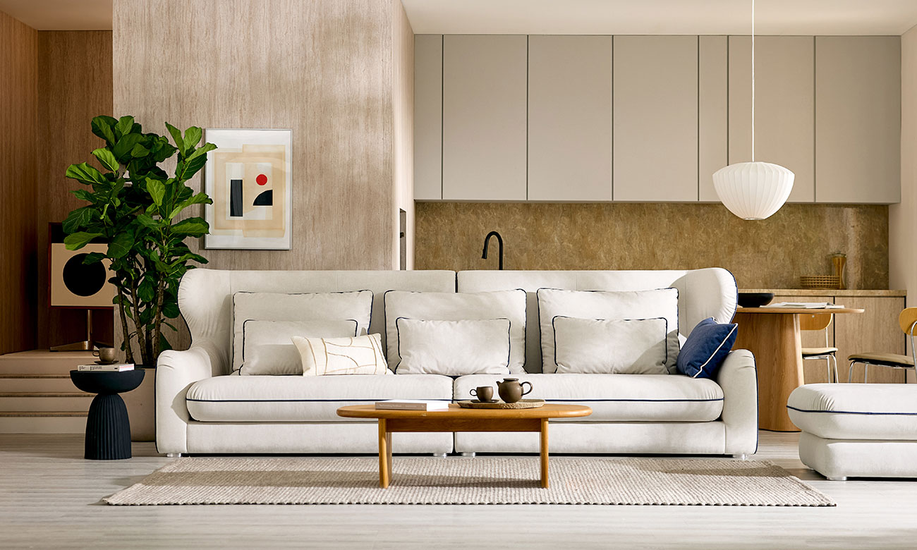 르블랑 4인 젠위브 패브릭 소파+쿠션7개