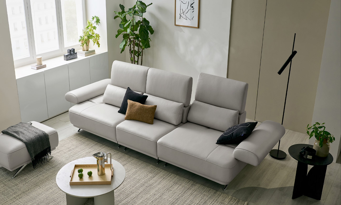 루페 멀티 3.5인 기능성 천연면피 소가죽 소파(전측면가죽적용)+쿠션3개