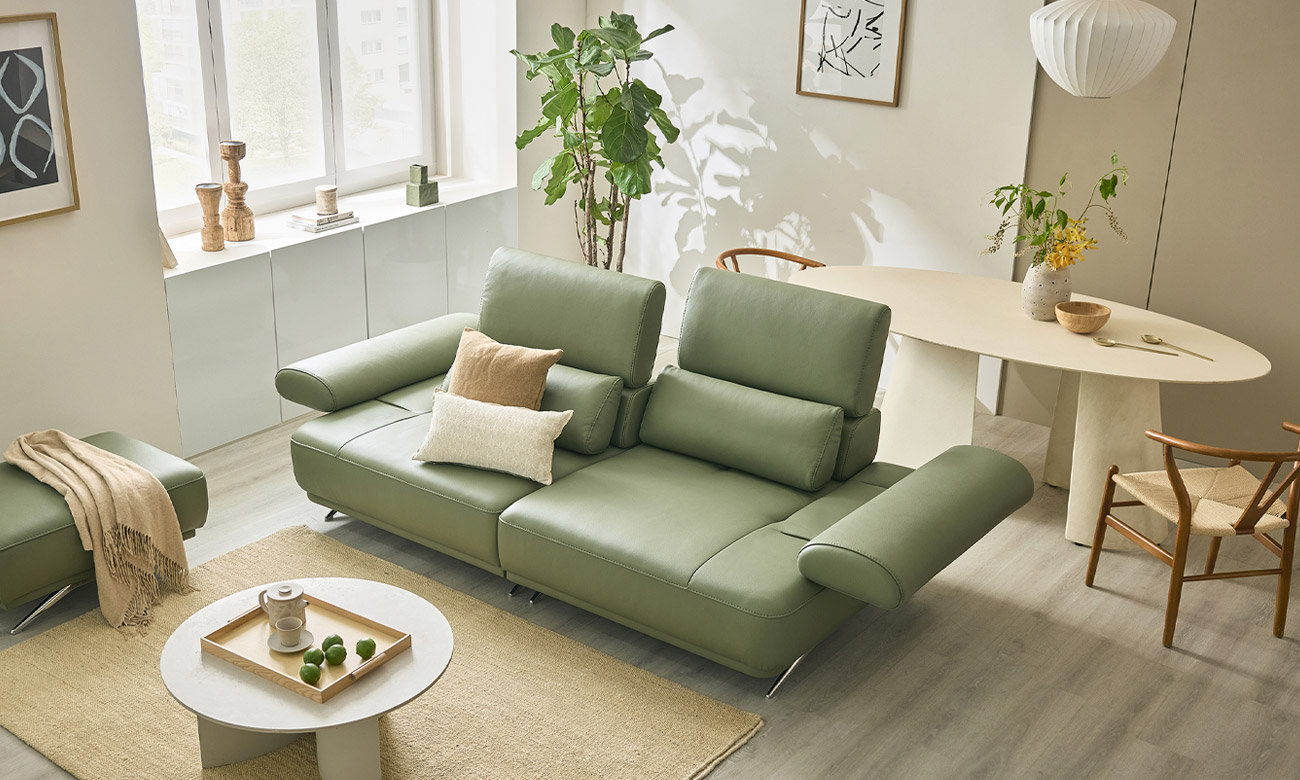 루페 멀티 3인 기능성 천연면피 소가죽 소파(전측면가죽적용)+쿠션2개