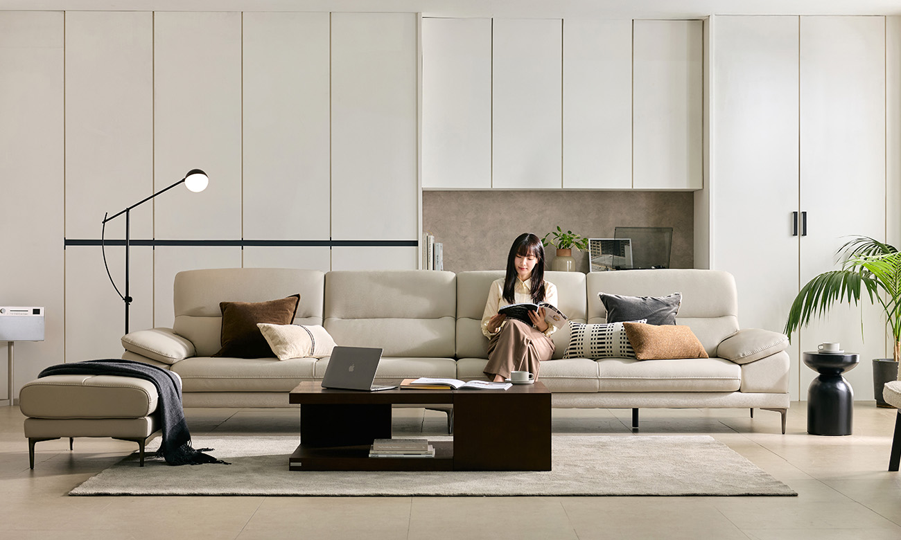 로세티 6인 럭스 통가죽 천연면피 소가죽 소파