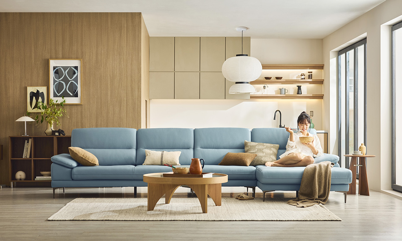 로세티 6인 카우치형 럭스 통가죽 천연면피 소가죽 소파