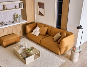 [Refurb Selection 50%] [리퍼브] 헤이유 3.5인 젠위브 패브릭 소파+스툴+쿠션3개