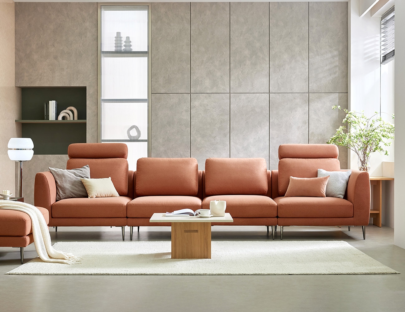 [Refurb Selection 50%] [리퍼브] 비기닝 모듈 6인 포위브 패브릭 소파+스툴+헤드2개
