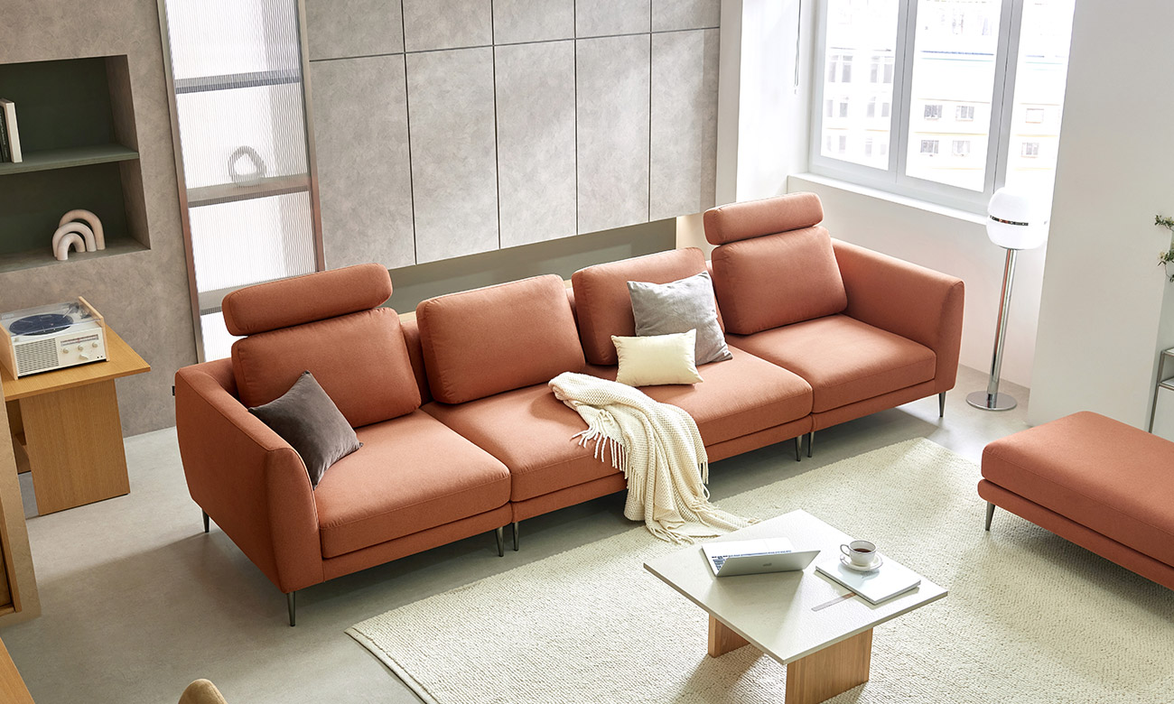 [Refurb Selection 50%] [리퍼브] 비기닝 모듈 6인 포위브 패브릭 소파+스툴+헤드2개