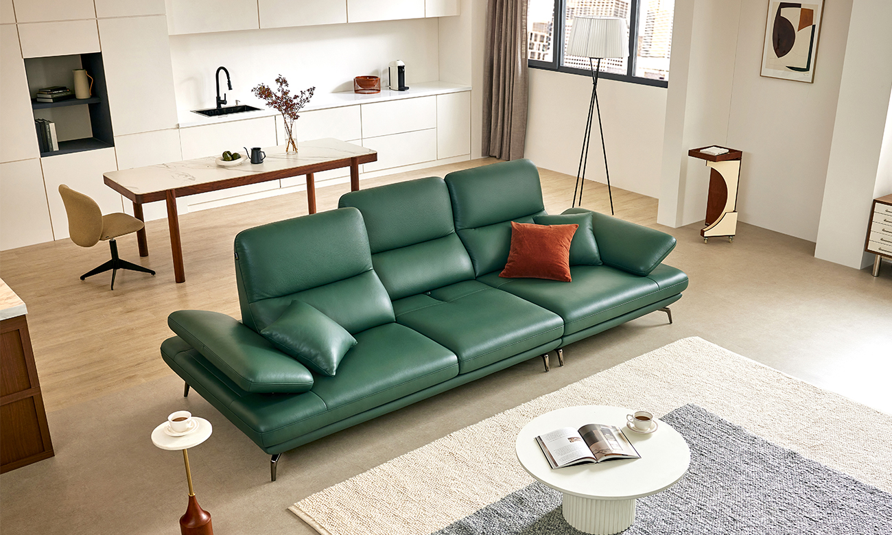 [Refurb Selection 40%] [리퍼브] 보르고 4인 기능성 슈렁큰 천연면피 소가죽 소파+쿠션2개