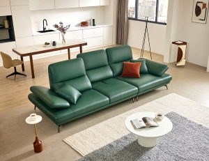 [Refurb Selection 40%] [리퍼브] 보르고 4인 기능성 슈렁큰 천연면피 소가죽 소파+쿠션2개