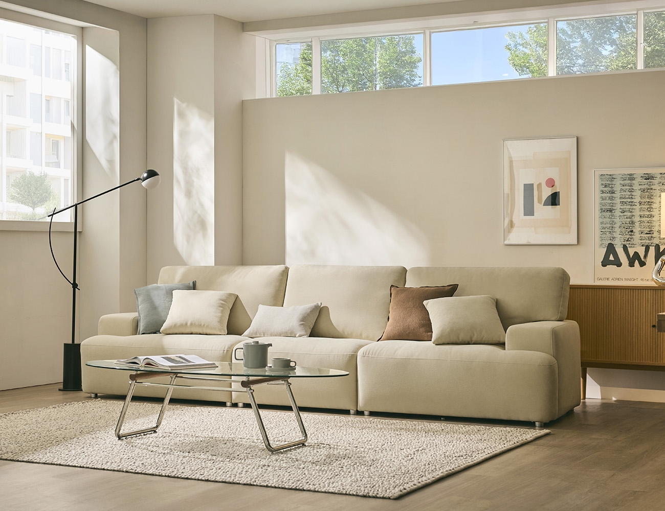 아워 4인 베로나&nbsp;패브릭&nbsp;소파+쿠션2개