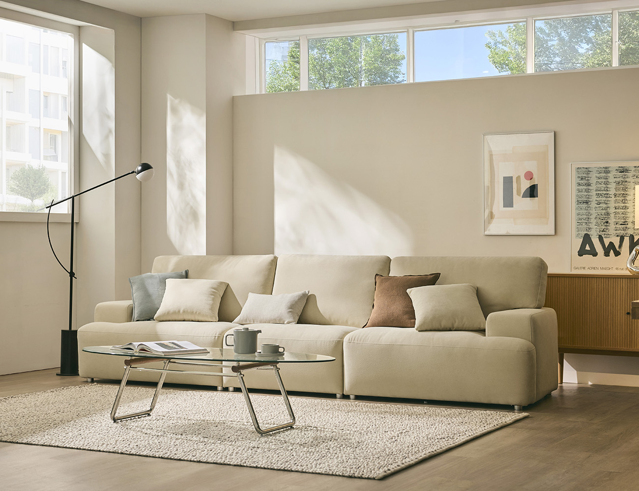 아워 4인 베로나&nbsp;패브릭&nbsp;소파+쿠션2개