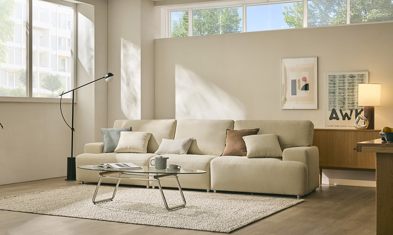 [Verona 7%] 아워 4인 베로나 패브릭 소파+쿠션2개