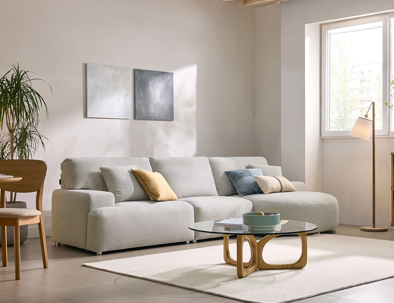 아워 4인 카우치형 베로나&nbsp;패브릭&nbsp;소파+쿠션2개