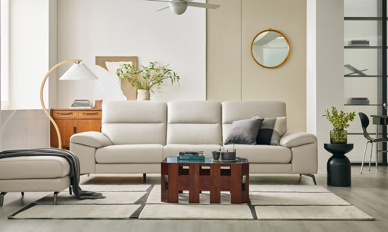 드로우 3.5인 천연면피 소가죽 소파