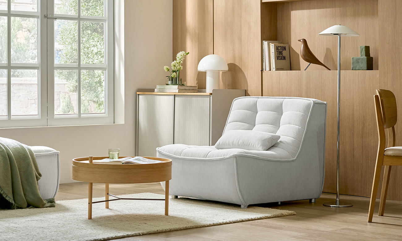 플로우 모듈 A 1인 암리스 듀위브 패브릭 소파+쿠션1개