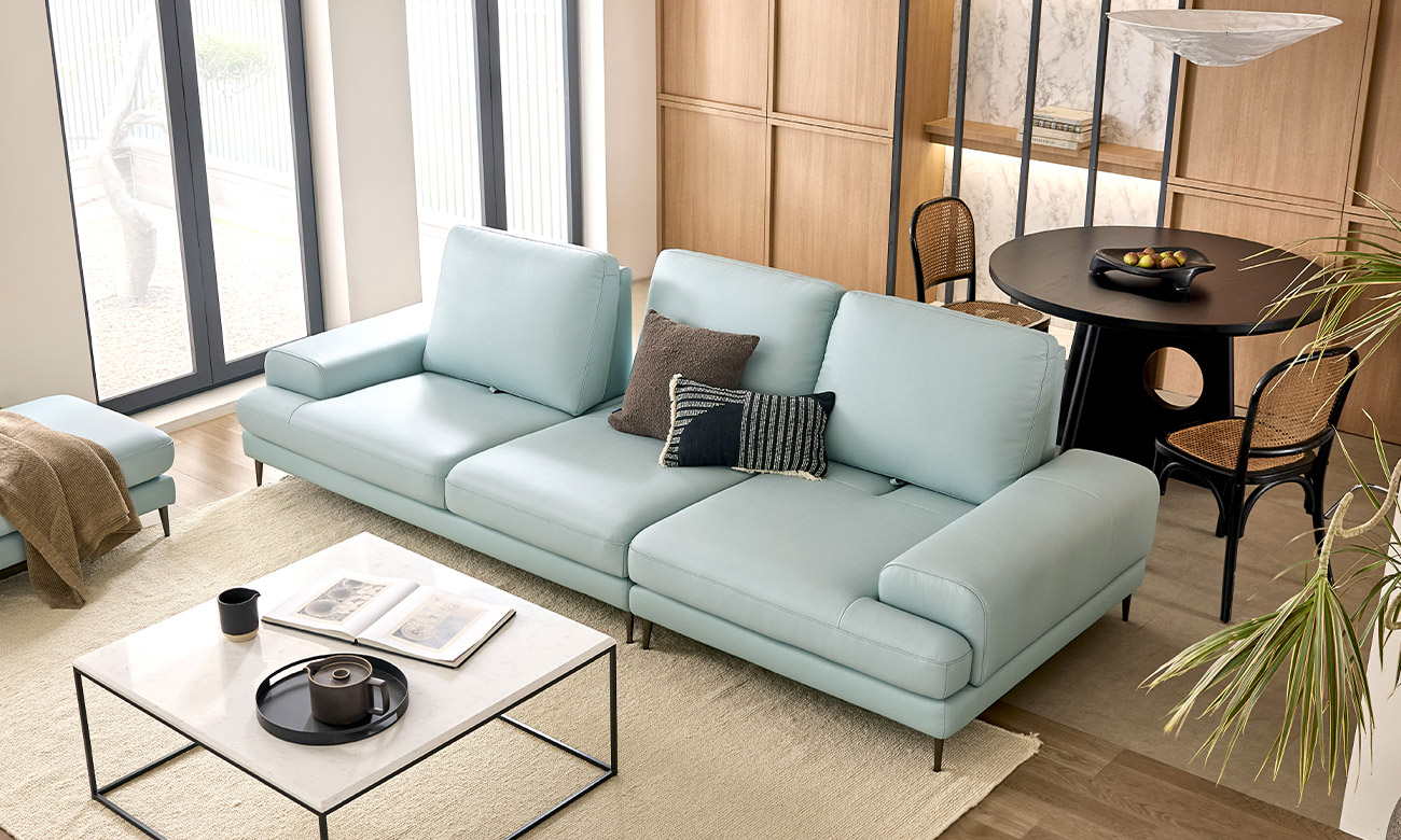 [Refurb Selection 40%] [리퍼브] 포플랭 스윙 4인 기능성 천연면피 소가죽 소파