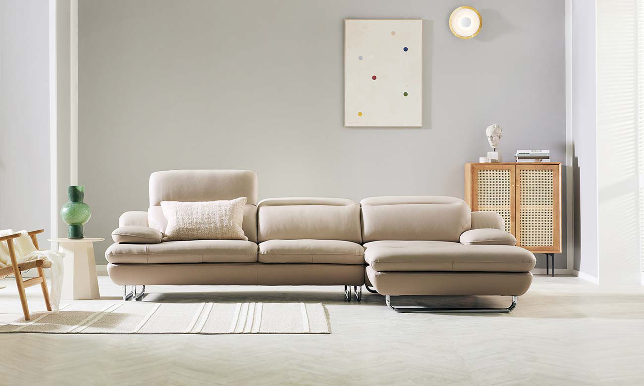 [Refurb Selection 40%] [리퍼브] 노드 4인 카우치형 기능성 슈렁큰 천연면피 소가죽 소파