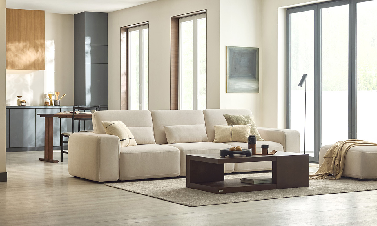 베로 4인 젠위브 패브릭 소파+쿠션3개