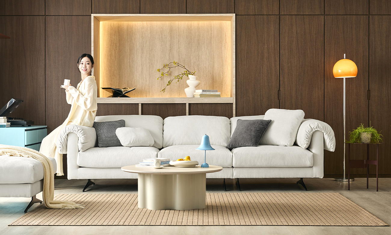 누아즈 4인 듀위브 패브릭 소파+쿠션2개