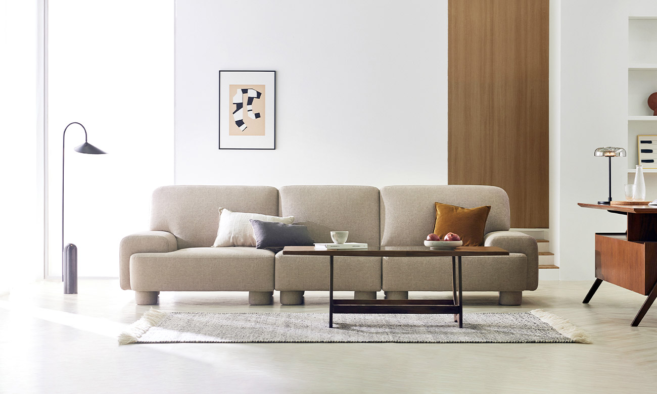 [Refurb Selection 40%] [리퍼브] 오노르 4인 젠위브 패브릭 소파+스툴