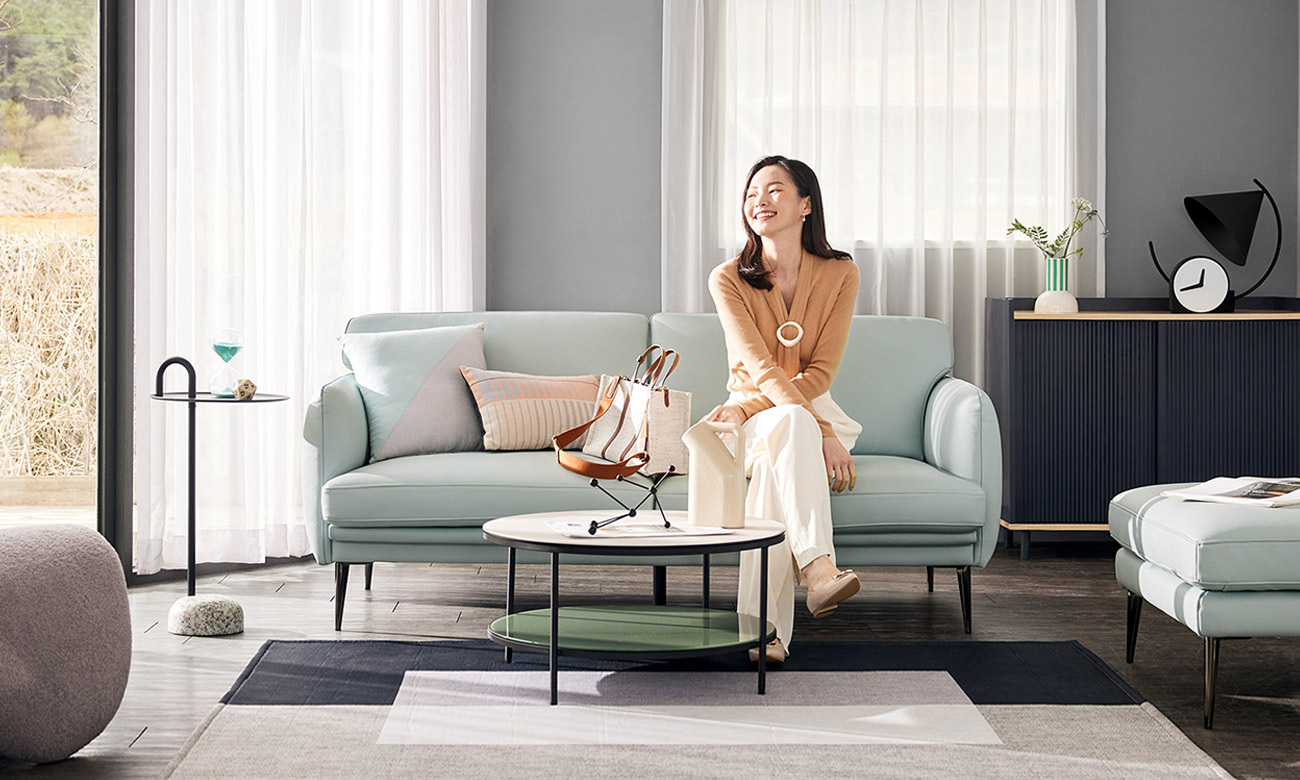 [Refurb Selection 30%] [리퍼브] 피노 2인 천연면피 소가죽 소파 (크림화이트)