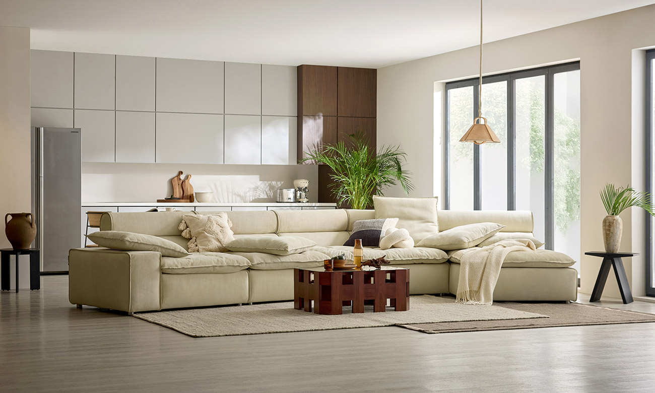 에디프 6인 사선 코너카우치형 벨리노 이태리 누벅 내추럴 천연면피 소가죽 소파(전체가죽적용)+쿠션5개