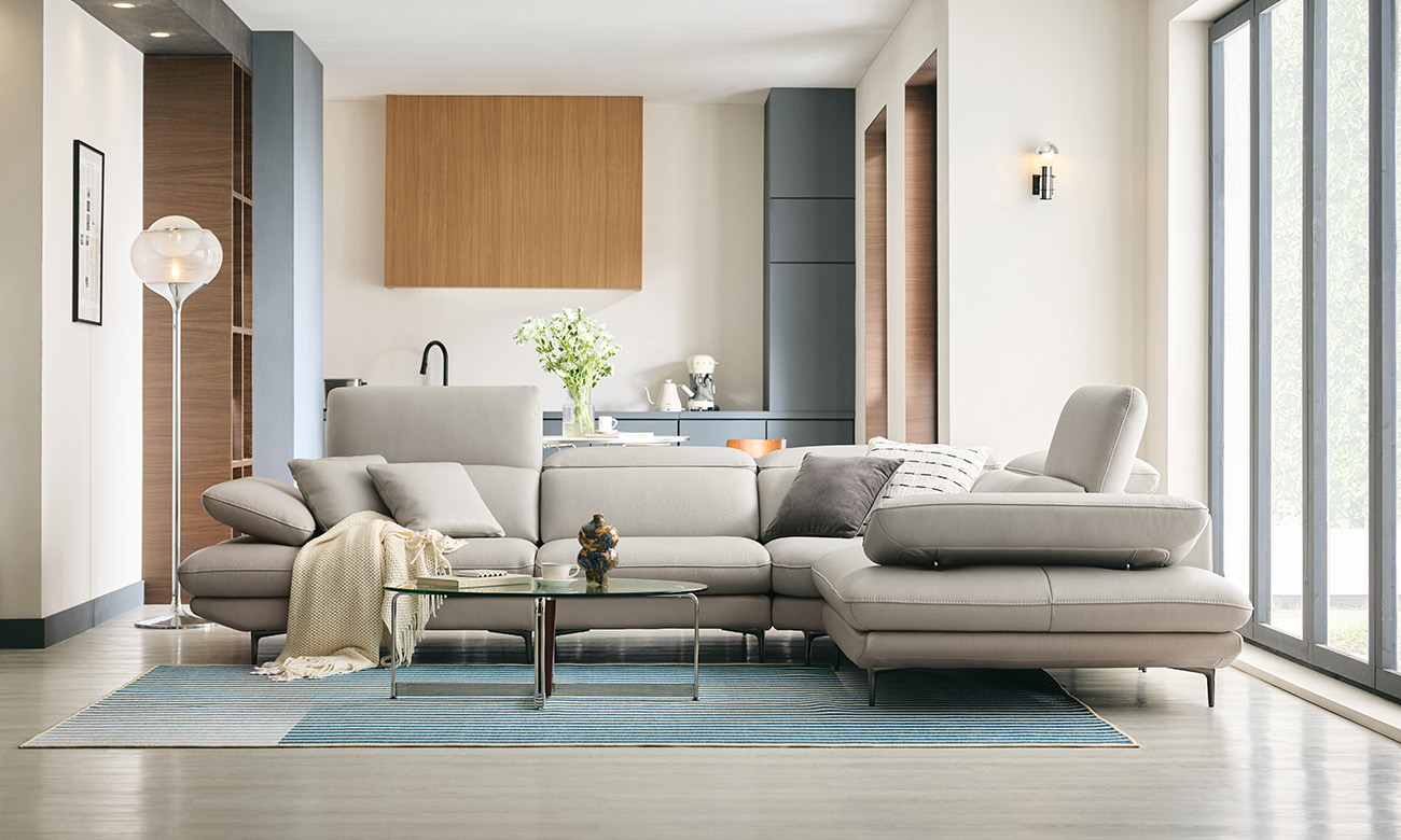 린도 4인 코너형 기능성 비텔로 통가죽 슈렁큰 천연면피 소가죽 소파(전측면가죽적용)+쿠션2개